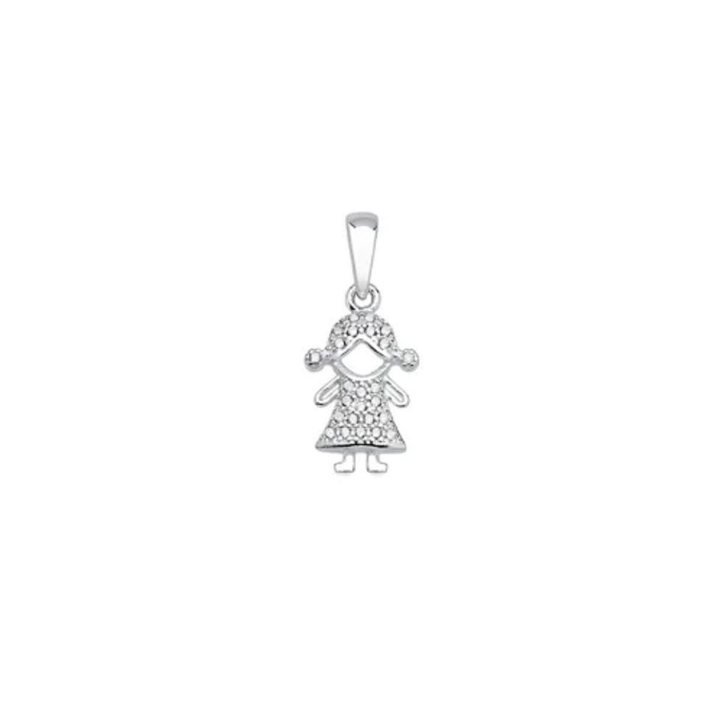 Pingente Filha de Prata 925 com zircônias