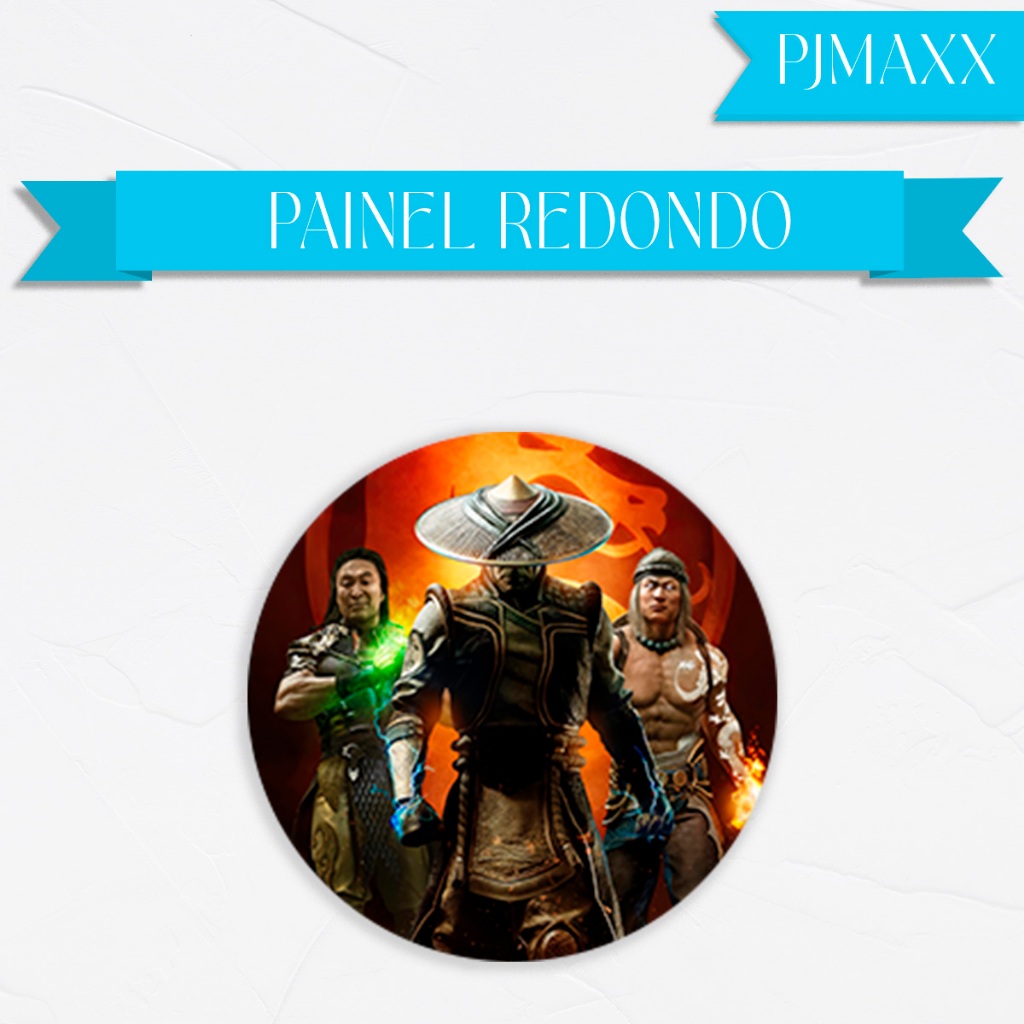 Capa Para Pinel  Redondo Tema Mortal Kombat Jogo Video Game Decoração Malha Helanca Sublimada Elegante