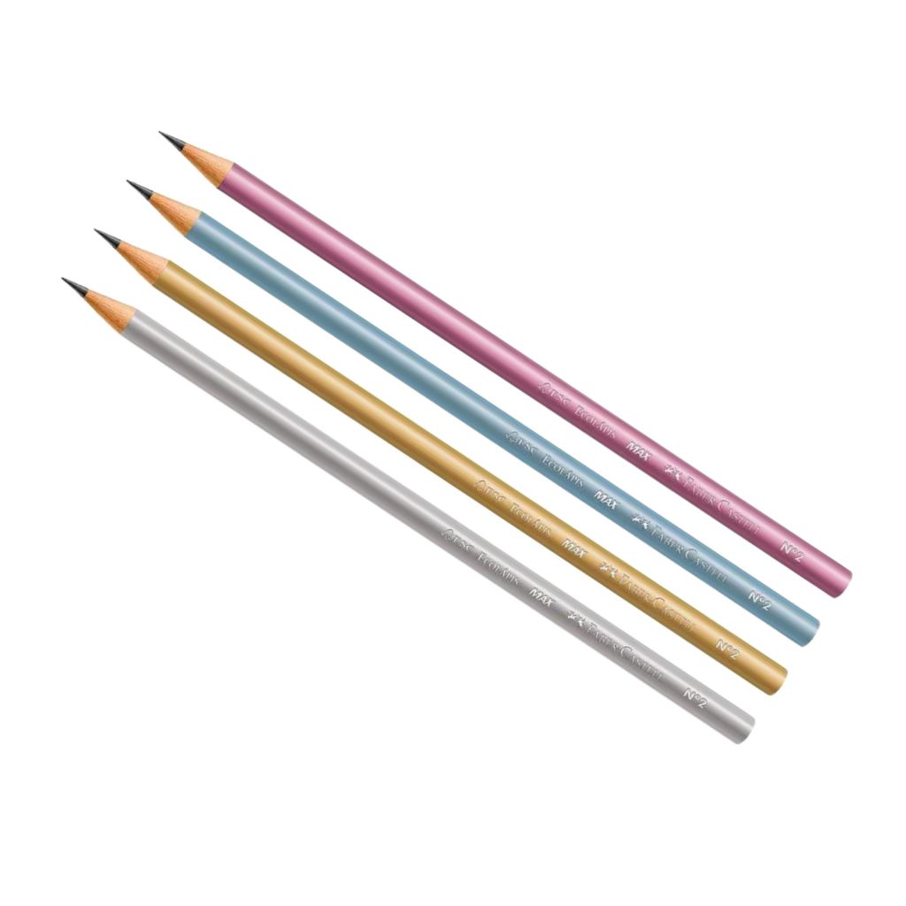 Lápis Preto Grafite Eco Metálico Nº2 (Azul, Dourado, Prata e Rosa) - Faber Castell em Oferta na Shopee