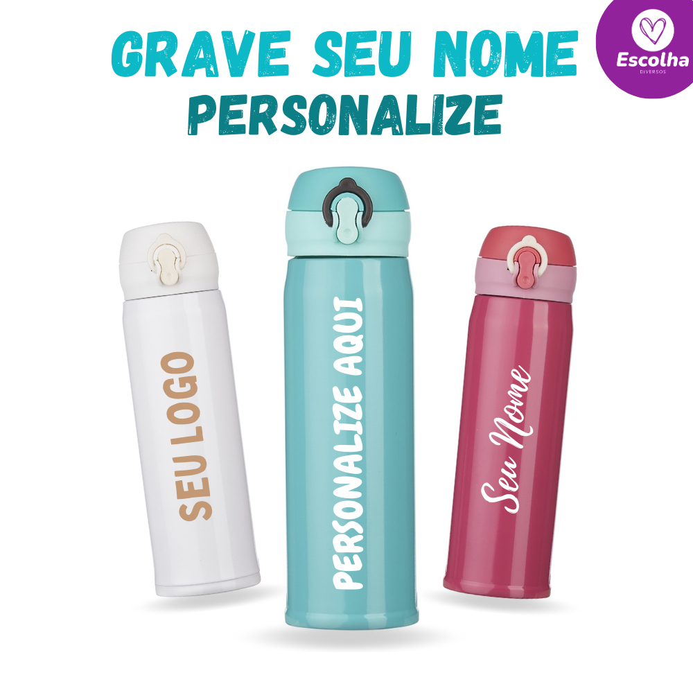 Garrafa de Agua Personalizada Térmica (400ml) - café, chá e água em Oferta na Shopee