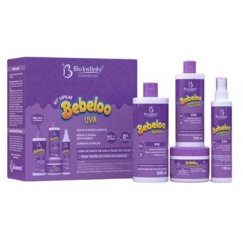 Kit Capilar Bio Instinto Uva 4 Itens(Shampo Meio Litro)Hidratação Nutrição Anti Queda Brilho Salão