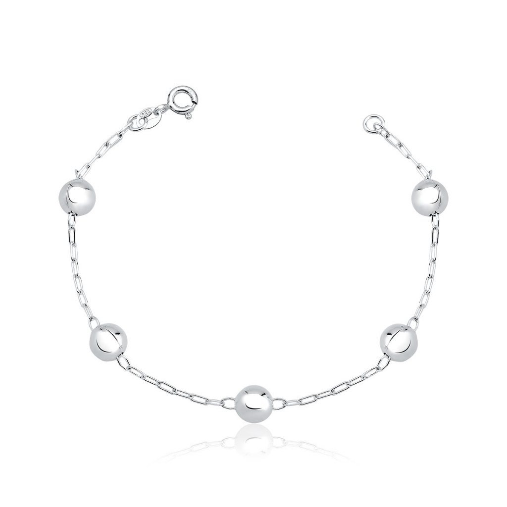Pulseira Feminina de Prata 925 Bolinhas com 7mm