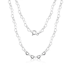 Corrente Feminina de Prata 925 Elos Coração 60cm