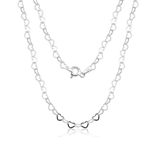 Corrente Feminina de Prata 925 Elos Coração 60cm