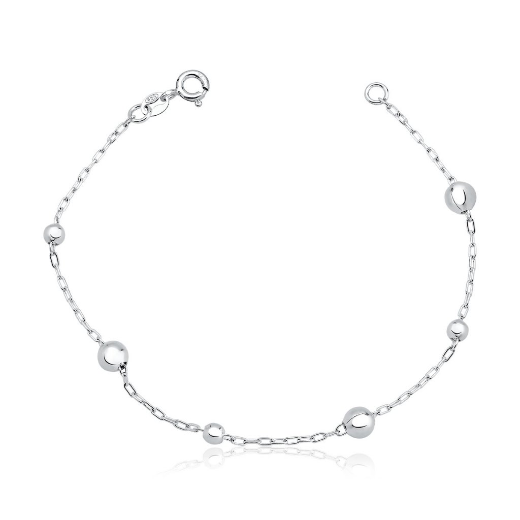 Pulseira Feminina de Prata 925 com Bolinhas Alternadas 3mm e 5mm em Oferta na Shopee