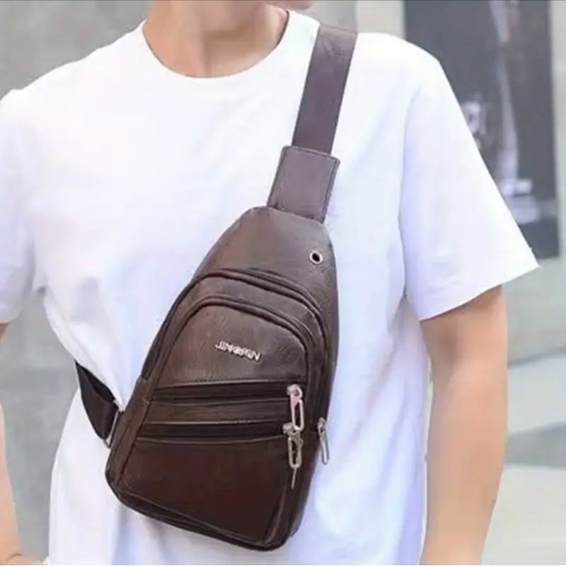 Bolsa Masculina De Couro Pochete de Ombro Peitoral Femenino impermeavel Casual Transversal