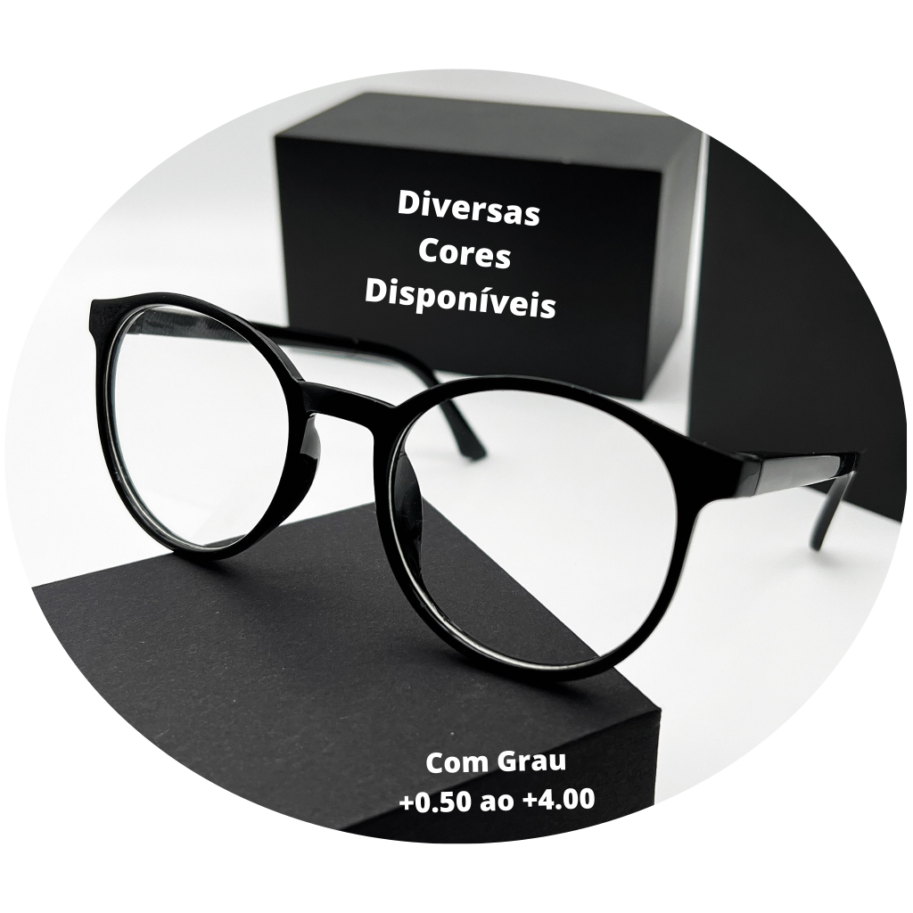 Óculos de Leitura Com Grau Para Perto Descanso Redondo Geek Masculino Feminino Presbiopia Resistente em Oferta na Shopee