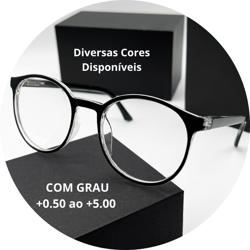 Óculos Com Grau Para Leitura Perto Descanso Redondo Geek Feminino e Masculino Presbiopia em Oferta na Shopee