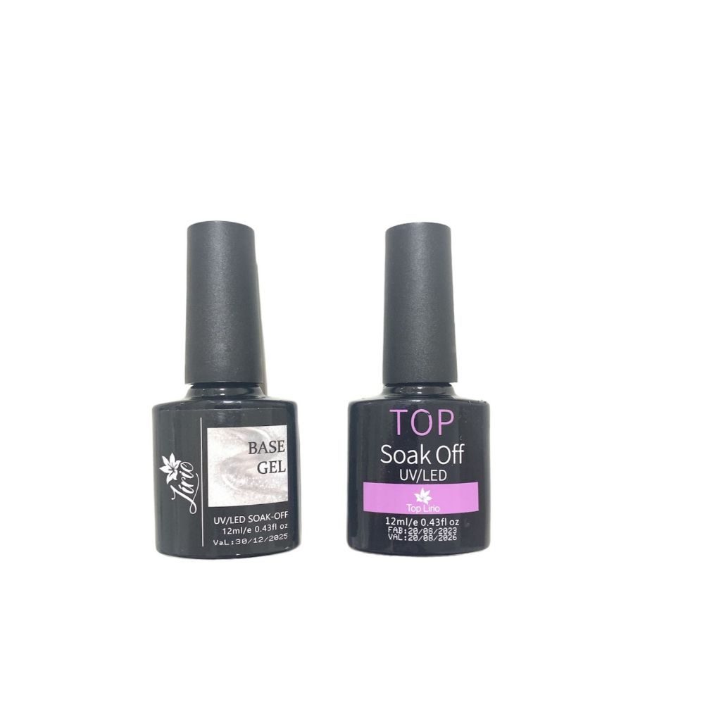 Kit Top Coat + Base Gel Polish Unhas Led/uv Acrygel Lírio 12ML