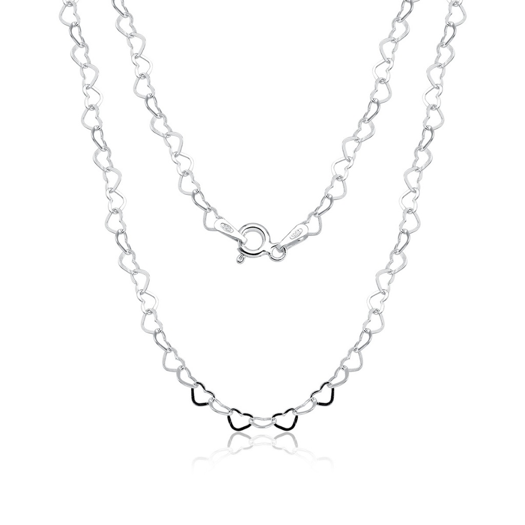 Corrente Feminina de Prata 925 Elos Coração 50cm em Oferta na Shopee