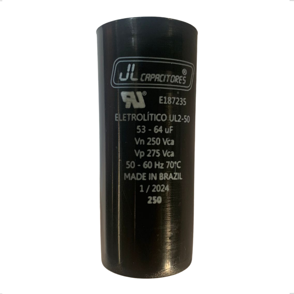 Capacitor Eletrolítico Partida Motores 53/64uf 250v vac 50-60hz 250vac Motor JL Capacitores