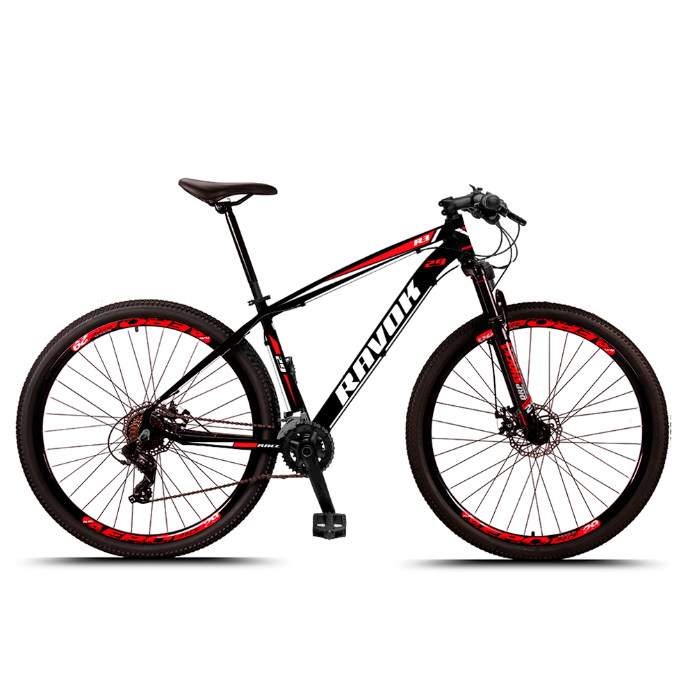 Bicicleta Aro 29 Ravok Alumínio 27 Velocidades Freios Hidraulicos Suspensao K7 MountainBike