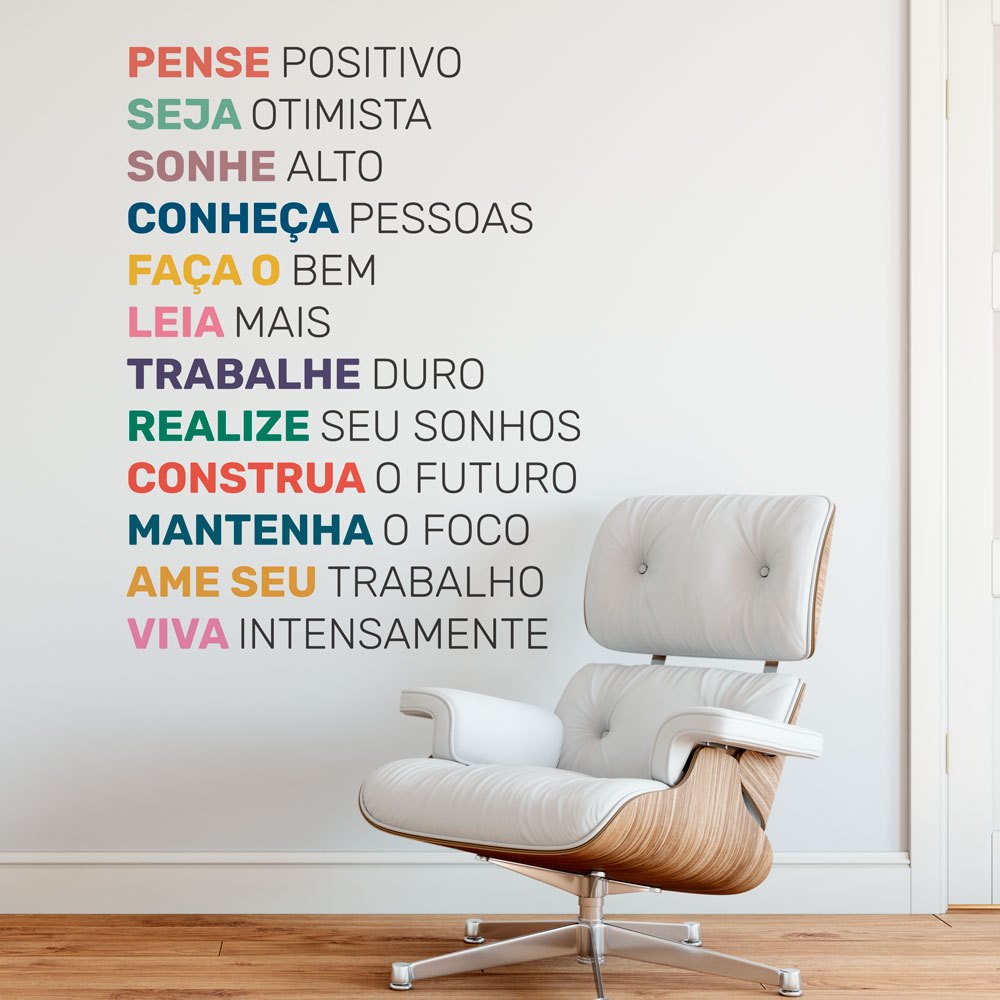 Adesivo Decorativo de Parede Frase "Pense Positivo"