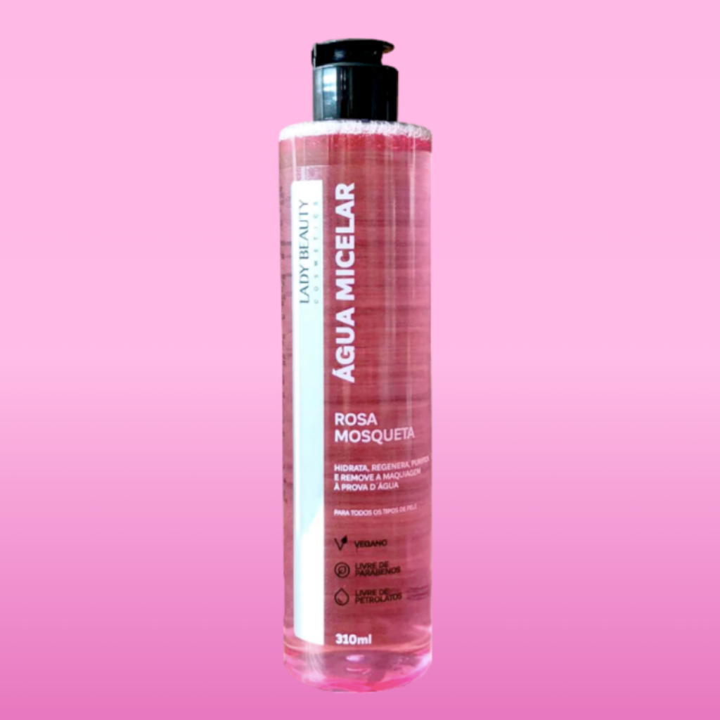 Água Micelar Rosa Mosqueta Lady Beauty Limpeza de Pele Profunda Skin Care 310ml