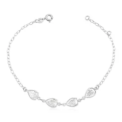 Pulseira Feminina de Prata 925 Gotas com zircônias