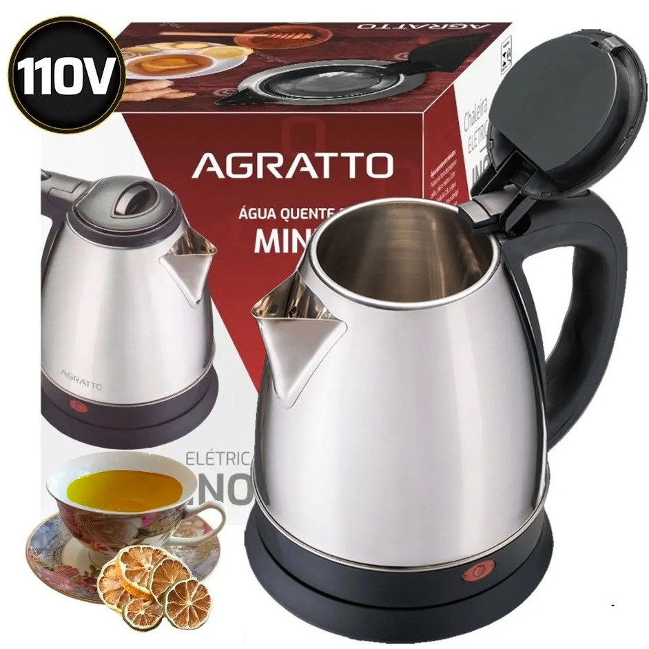 Chaleira Elétrica Agratto Inox Termica Automático 1,8 Litros Rápida  Jarra 1000W em Oferta na Shopee