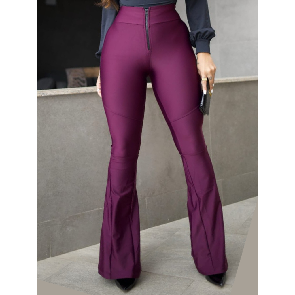 Calça Flare Tecido Cirrê Power Poliamida em Oferta na Shopee