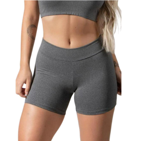 Shorts Meia Coxa Fitness de Poliamida Suplex Feminino Academia Cintura Alta