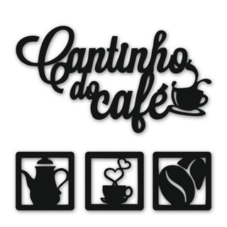 Kit 4 Peças Cantinho do Café Preto Fosco 30cm Decoração de Cozinha Mdf 3mm C/Dupla Face em Oferta na Shopee