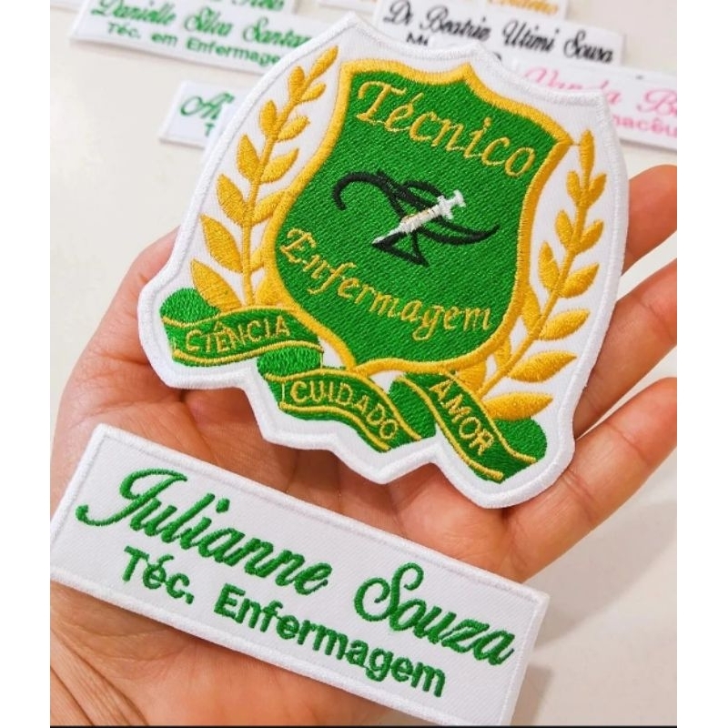 Patch Termocolante Técnico Enfermagem / Kit logo + seu nome