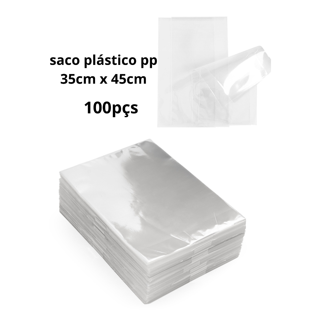 kit 100 saquinho tipo celofane (35x45cm) saco plástico transparente pp bopp