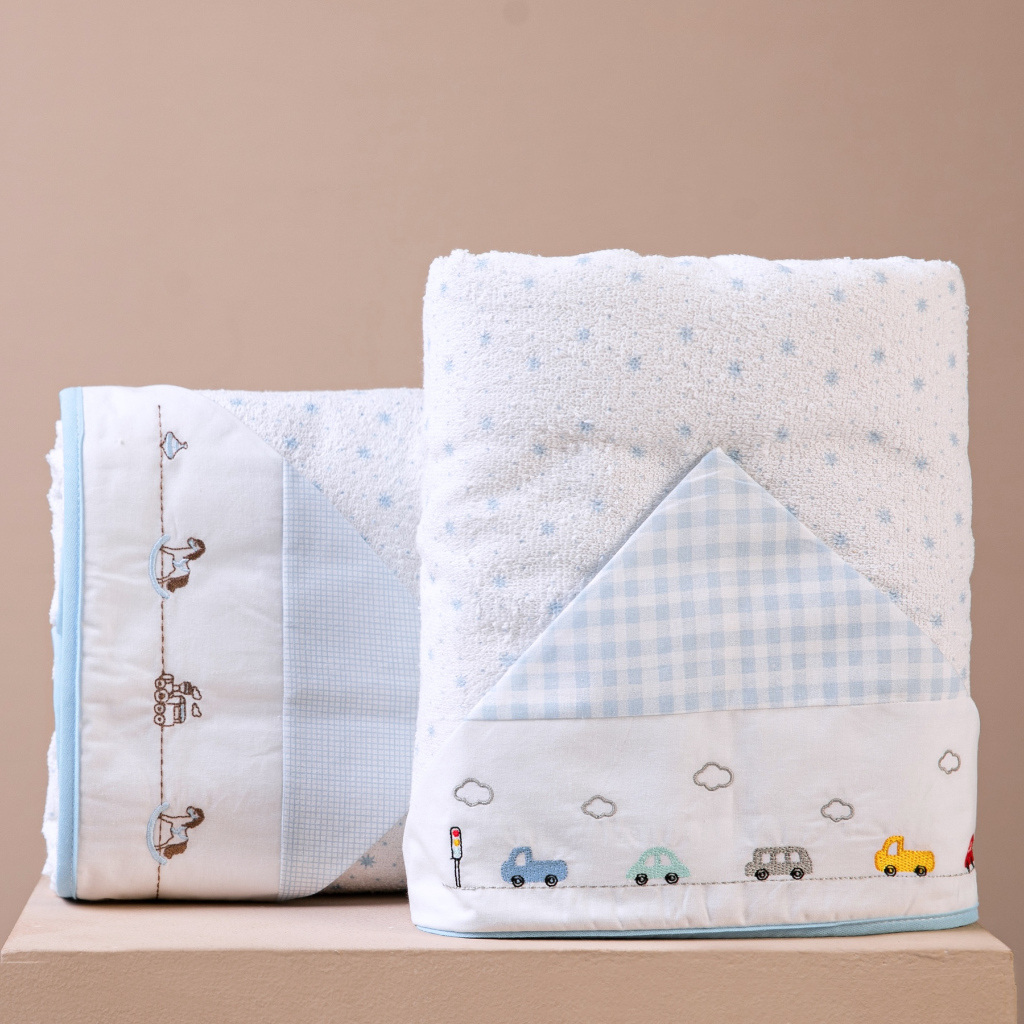Toalha de Banho Felpuda com forro de fralda soft e capuz bebê bordados papi 90x70cm