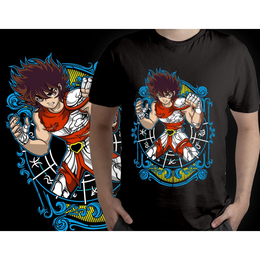 Camisa de desenho personalizada arte Saint Seiya Os Cavaleiros do Zodíaco geek nerd T-shit DTF algodão