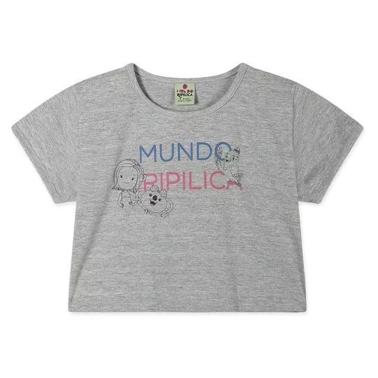 Cropped Infantil Mundo Ripilica® (Cinza e Rosa) LILICA RIPILICA e TIGOR