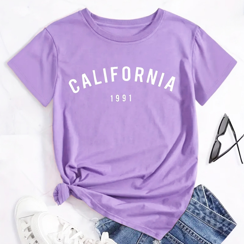 Camiseta T-shirt Feminina Estampada California em Oferta na Shopee