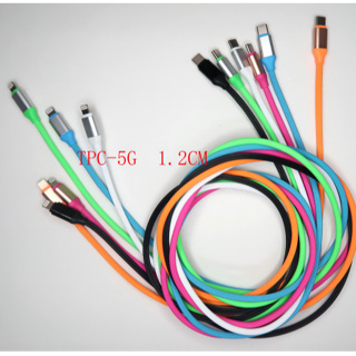 5KIT Cabo Turbo Emborrachado Para Celular Tipo-C IPhone Resistente Colorido em Oferta na Shopee