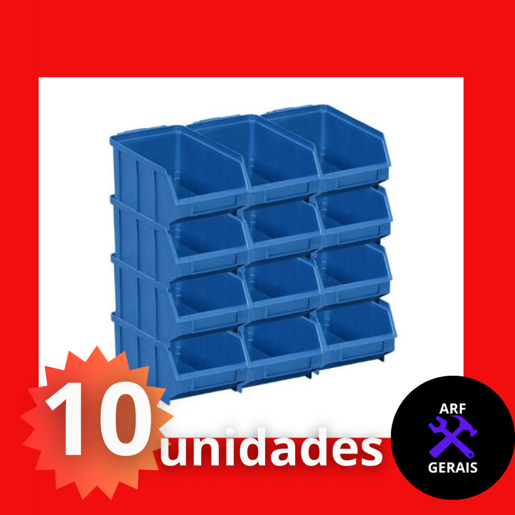 Kit 10 Gaveteiro Azul Nº 7 Para Estante CAIXA