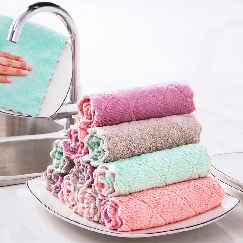 3 pcs Pano absorvente de microfibra para mesa de cozinha, pano de limpeza 30*30cm Toalha De Mesa / Pano De Microfibra