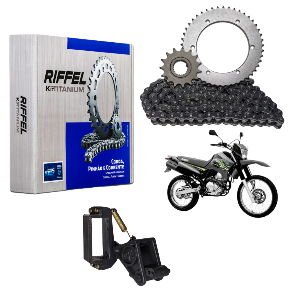Kit Relação Transmissão Completa Yamaha Xtz 250 Lander Aço 1045 Riffel + Tensor de Corrente Vcj em Oferta na Shopee