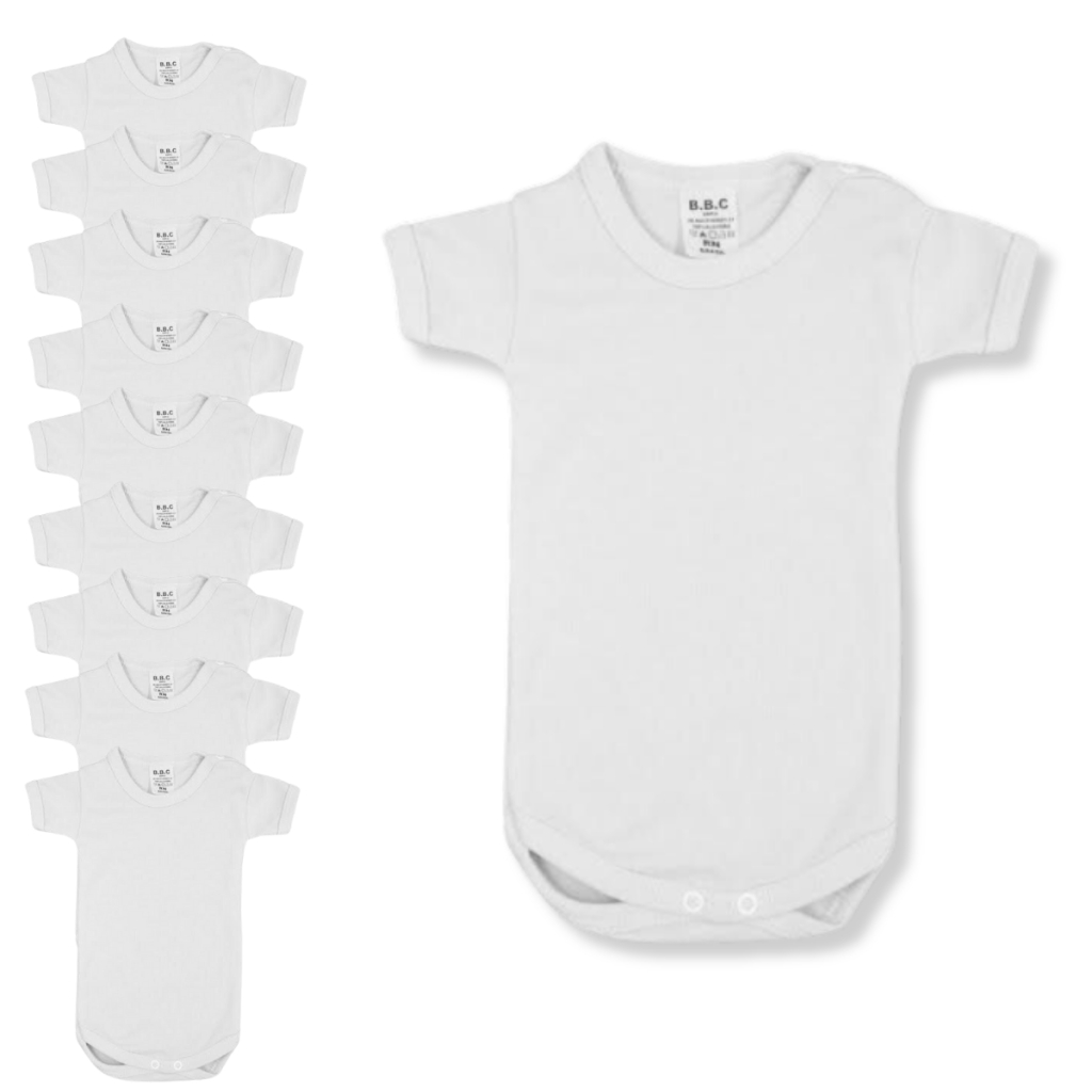 Kit 20 Body Bebê Branco 100% Algodão Personalizar BBC Suedine Enxoval Maternidade