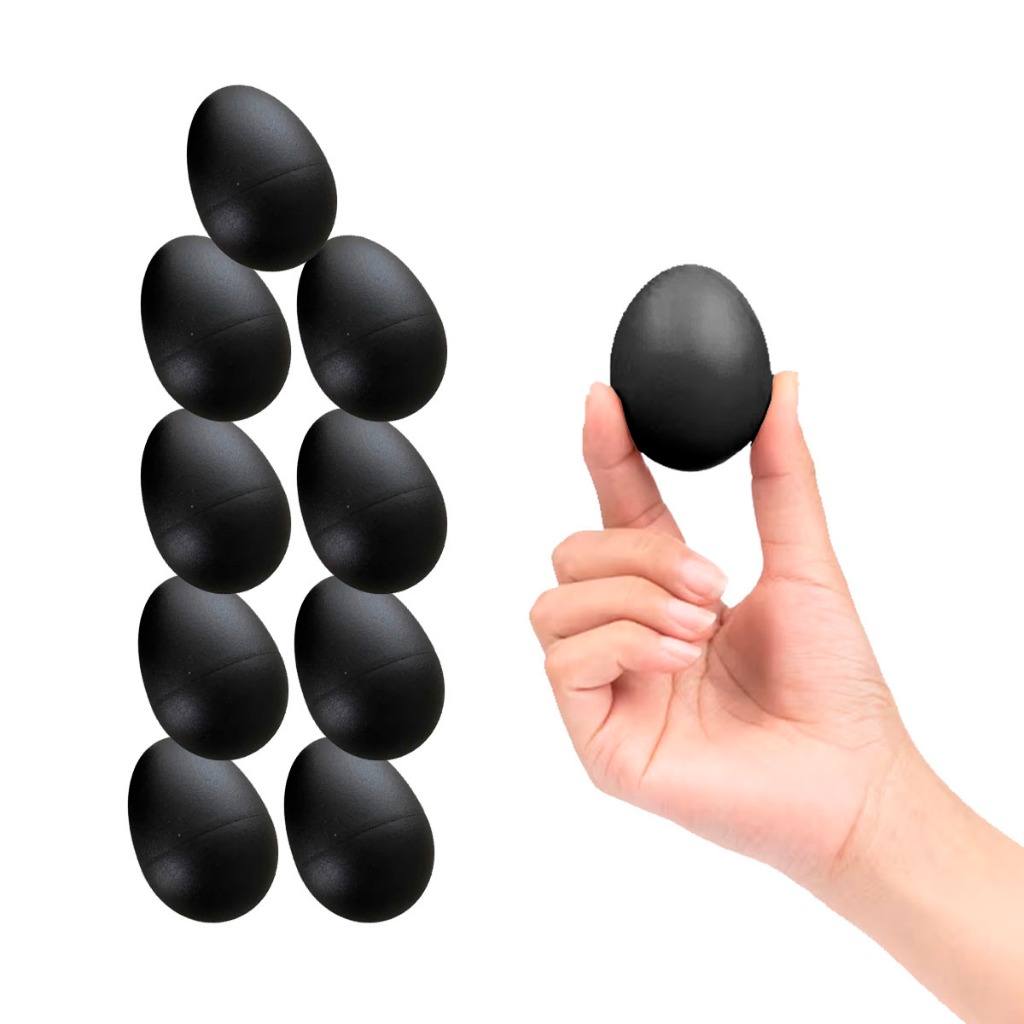 Kit 10 Ganzá Chocalho Ovinho Percussão Profissional Egg Preto em Oferta na Shopee