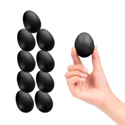 Kit 10 Ganzá Chocalho Ovinho Percussão Profissional Egg Preto