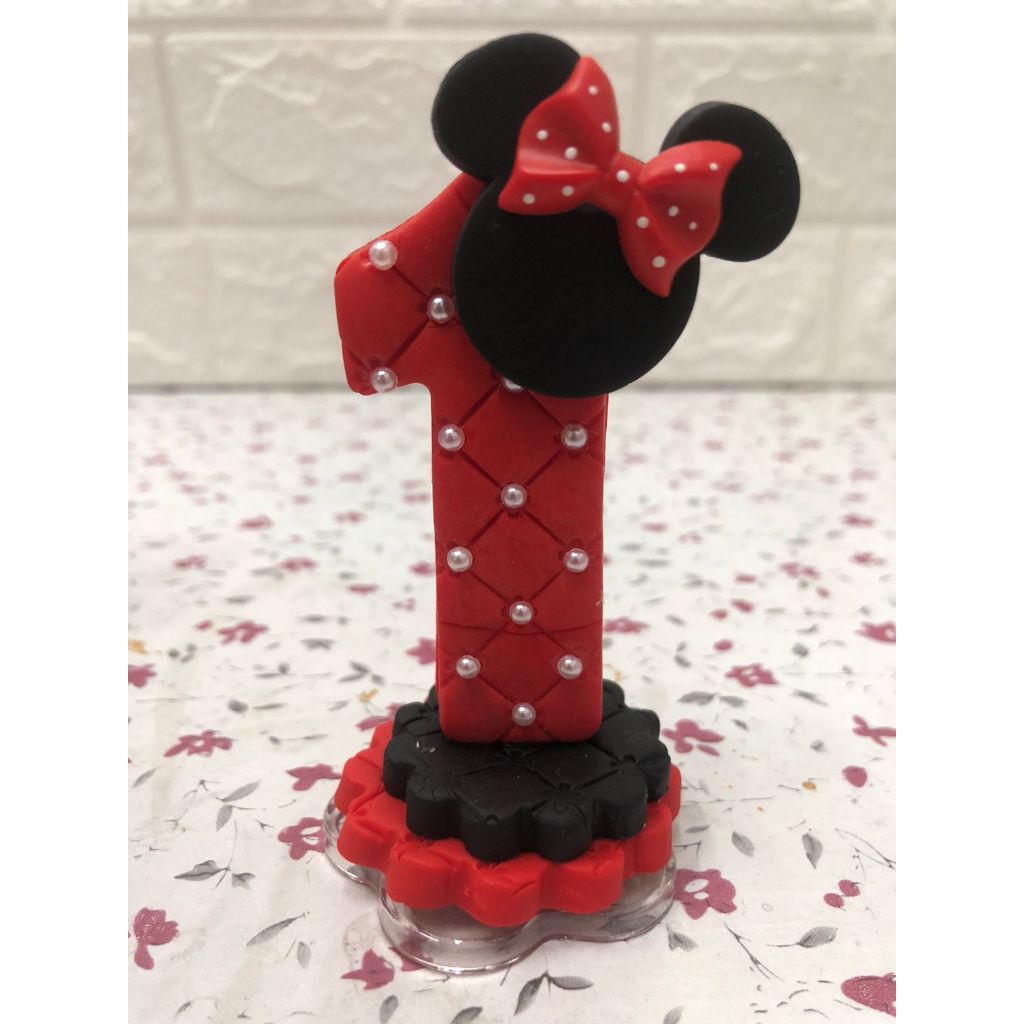Velas Personalizadas de Biscuit Tema Minnie vermelha e rosa em Oferta na Shopee