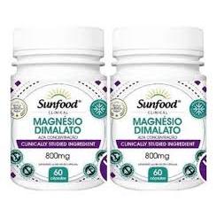 MAGNÉSIO DIMALATO 800MG 60 CAPSULAS SUNFOOD KIT COM 2 POTES