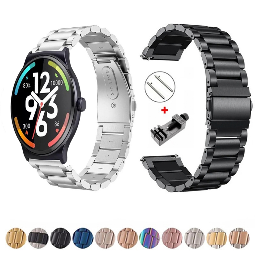 Pulseira de 22mm Metal Elos de aço inox para Haylou Solar Lite de Engate Rapido