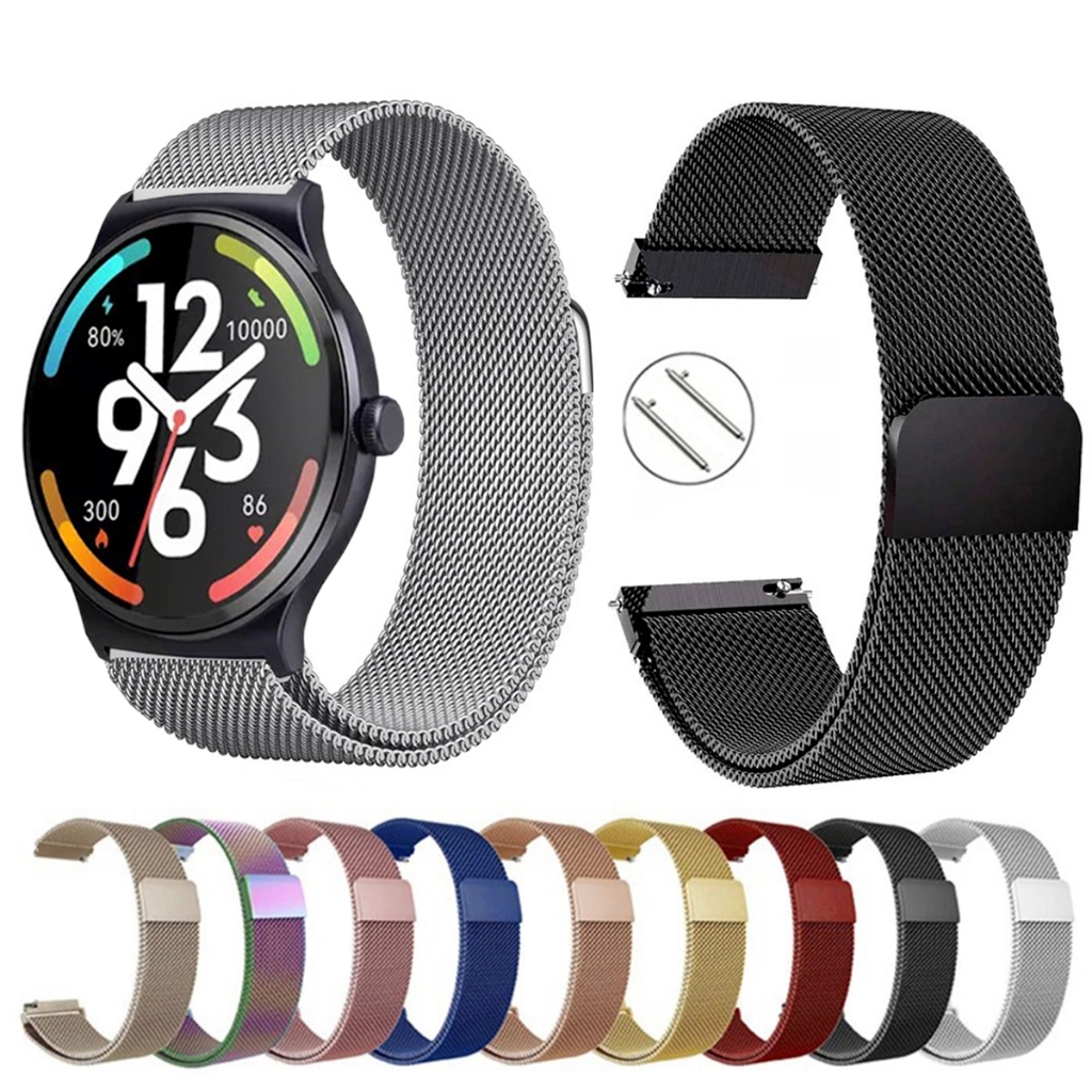 Pulseira de 22mm milanesa aço inox para Haylou Solar Lite de Engate Rapido