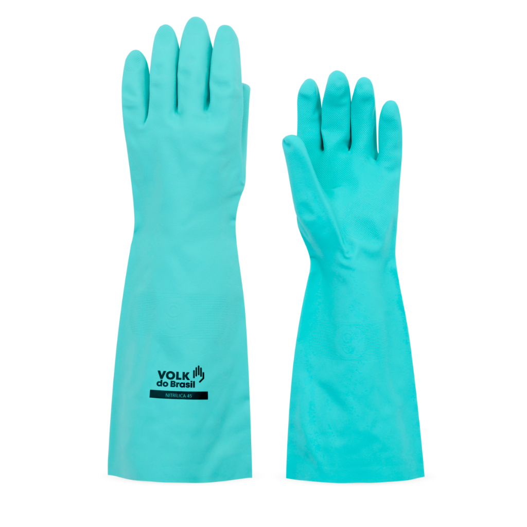 Luva Nitrílica Verde Cano Longo 45cm Verde Produtos Químicos Volk em Oferta na Shopee