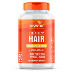 Inforce Hair ® Auxilia Cabelo, Pele E Unhas, 60 Caps, Bigens (Duração de 2 Meses)