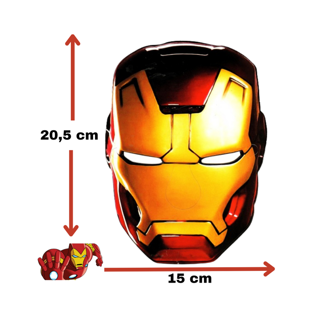 12 Máscara Homem de Ferro Cartão 240g Cosplay Festa Infantil Lembrancinhas algodão doce