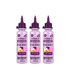 Kit 3 Tônico Fortalecimento de Cabelos com Escova 100ml Gota Dourada