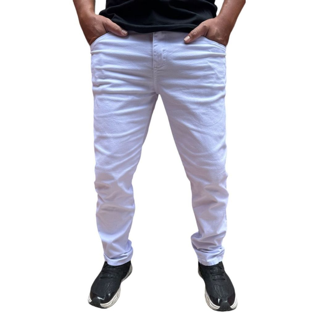 oferta calça de sarja basica skinny jeans com elastano diversas cores a pronta entrega