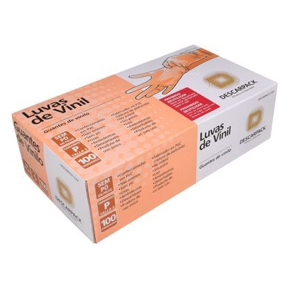 Luva de Vinil Sem Pó Tamanho P Caixa C/100 Unidades - Descarpack em Oferta na Shopee