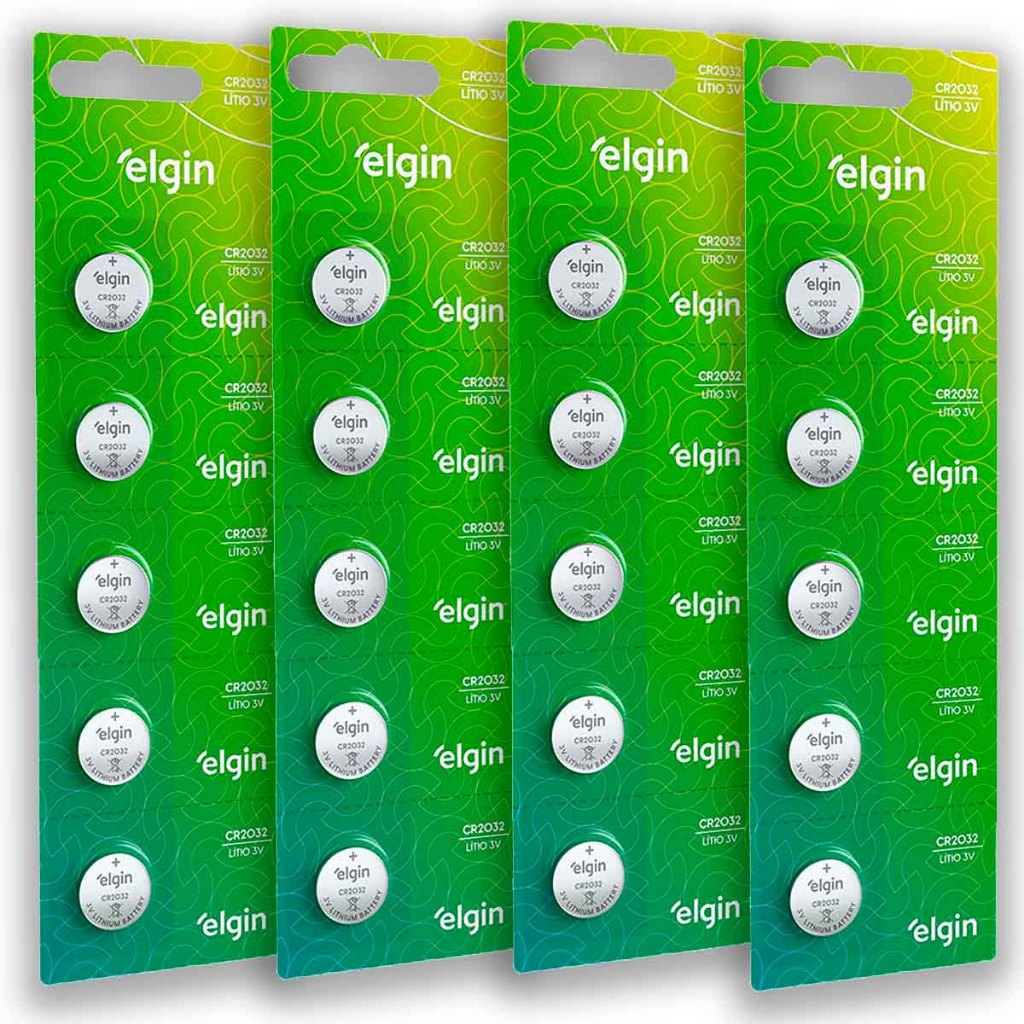 Pilha CR2032 3V Elgin Bateria Moeda kit 20 unidades em Oferta na Shopee