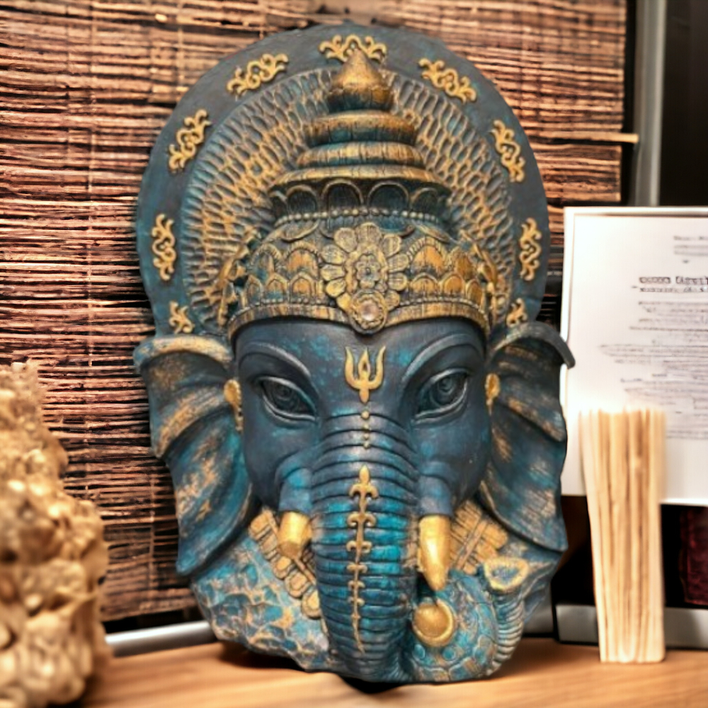 Escultura Busto Deusa Ganesha Fortuna - Decoração Sala - Quarto - Casa Nova - Peça Rustica