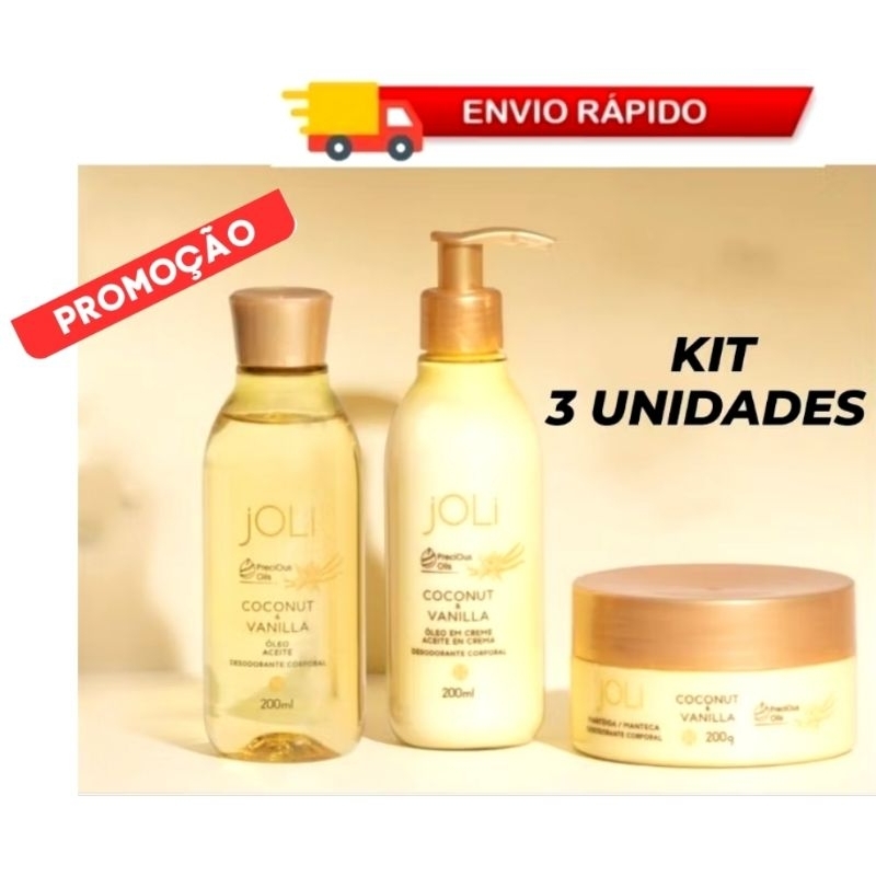 Kit Creme Corporal, Óleo E Manteiga Coco e Vanilla Joli Hinode ( 3 Unidades)