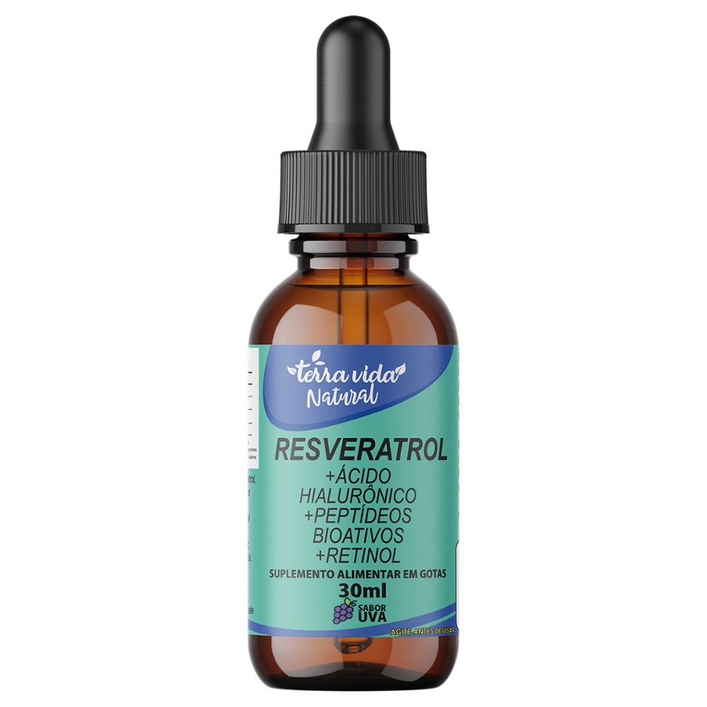 Resveratrol +Ácido Hialurônico +Colágeno +Vitamina A(Retinol) de 30ML Sabor UVA